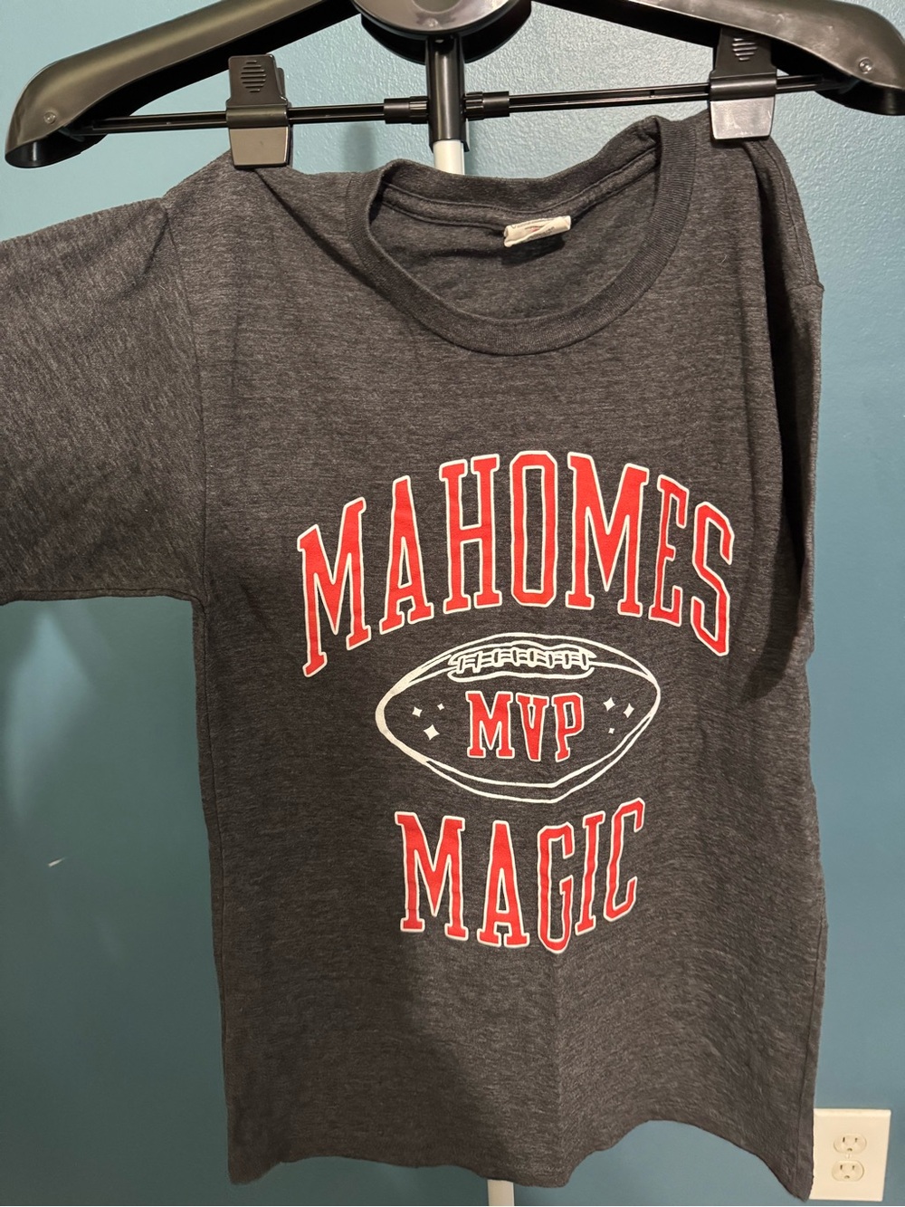 Vintage Mahomes Magic Tee - Dark Gray with Red Print